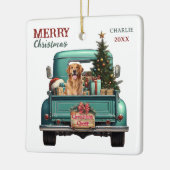 Golden Retriever Dog Retro Truck Kerstmis Keramisch Ornament (Links)