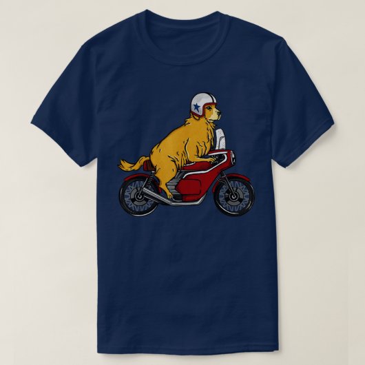 Golden Retriever Dog Riding Motorcycle T-shirt (Design voorkant)