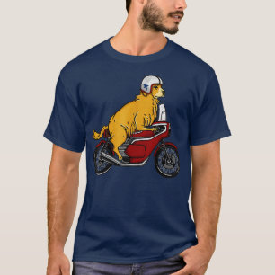 Golden Retriever Dog Riding Motorcycle T-shirt