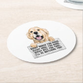 Golden Retriever Dog Ronde Kartonnen Onderzetter (Gebogen)