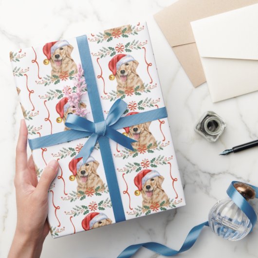 Golden Retriever Dog Santa Christmas Cadeaupapier (Geschenken)