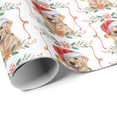 Golden Retriever Dog Santa Christmas Cadeaupapier (Rol Hoek)