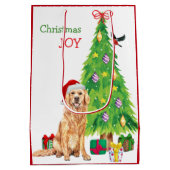 Golden Retriever Dog Santa Hat en kerstboom Medium Cadeauzakje (Achterkant)