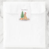 Golden Retriever Dog Santa Tree kerst Vierkante Sticker (Tas)
