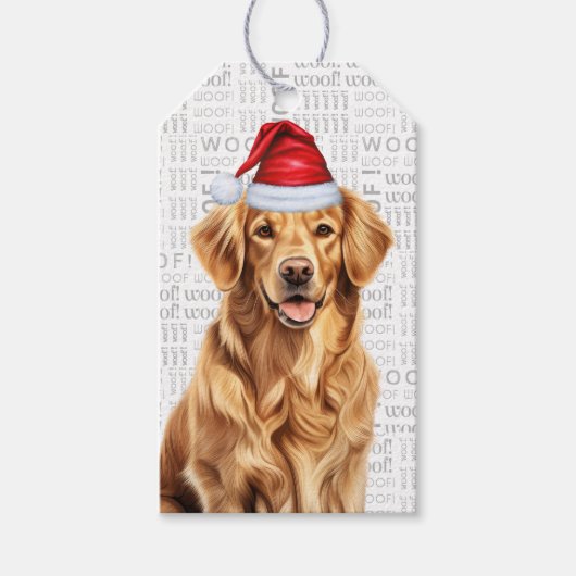 Golden Retriever Dog Schattigee kerstvakantie Cadeaulabel (Voorkant)