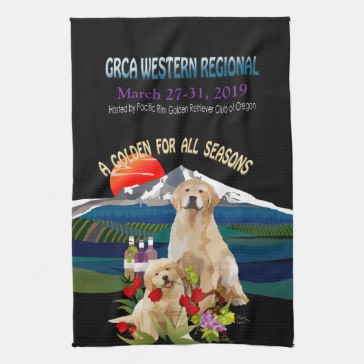 Golden Retriever Dog Show of Kitchen Towel Theedoek (Verticaal)