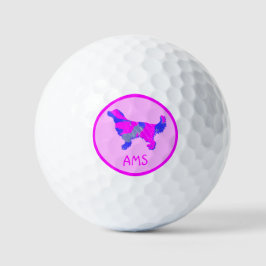 Golden Retriever Dog Silhouette Hot Pink & Blue Golfballen
