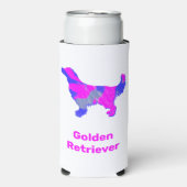 Golden Retriever Dog Silhouette Hot Pink & Blue Seltzer Blikjeskoeler (Seltzer Voorkant)