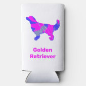 Golden Retriever Dog Silhouette Hot Pink & Blue Seltzer Blikjeskoeler (Achterkant)