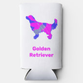 Golden Retriever Dog Silhouette Hot Pink & Blue Seltzer Blikjeskoeler (Voorkant)