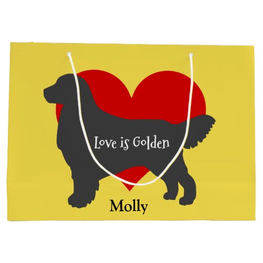 Golden Retriever Dog Silhouette Love is Golden Groot Cadeauzakje (Achterkant)