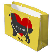Golden Retriever Dog Silhouette Love is Golden Groot Cadeauzakje (Achterkant Gekanteld)