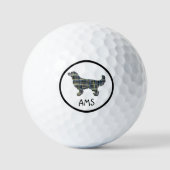 Golden Retriever Dog Silhouette Monogram Grid Golfballen (Voorkant)