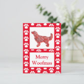 Golden Retriever Dog Silhouette Red Merry Christma Briefkaart (Staand voorkant)