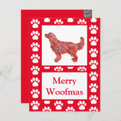 Golden Retriever Dog Silhouette Red Merry Christma Briefkaart (Voorkant / Achterkant)