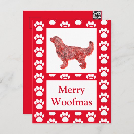 Golden Retriever Dog Silhouette Red Merry Christma Briefkaart (Voorkant / Achterkant)