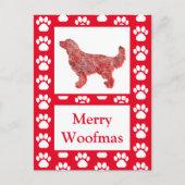 Golden Retriever Dog Silhouette Red Merry Christma Briefkaart (Voorkant)