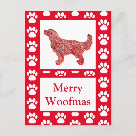Golden Retriever Dog Silhouette Red Merry Christma Briefkaart (Voorkant)