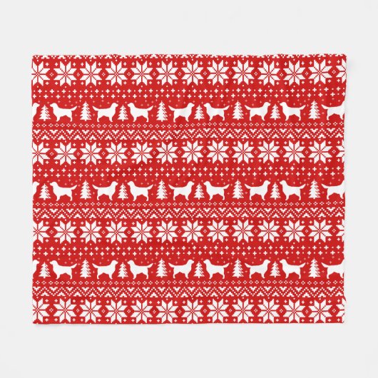 Golden Retriever Dog Silhouettes kerstpatroon Fleece Deken (Voorkant (Horizontaal))