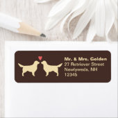 Golden Retriever Dog Silhouettes met Heart Couple Etiket (Insitu)