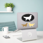 Golden Retriever Dog Silhouettes Vinyl Sticker Set (Laptop op bureau)