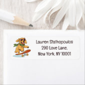 Golden Retriever Dog Skateboarding Etiket (Insitu)