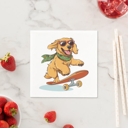 Golden Retriever Dog Skateboarding Servet (Insitu)