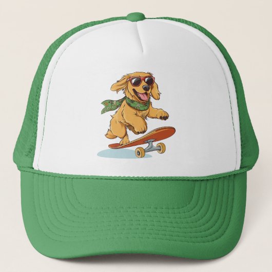 Golden Retriever Dog Skateboarding Trucker Pet (Voorkant)