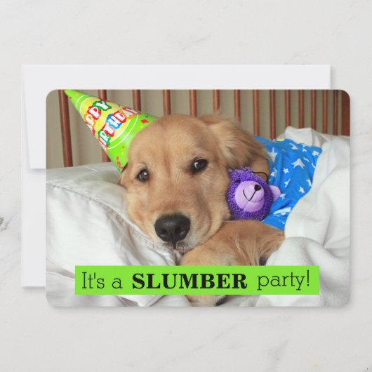 Golden Retriever Dog Sleepover Slumber Party Kaart (Voorkant)