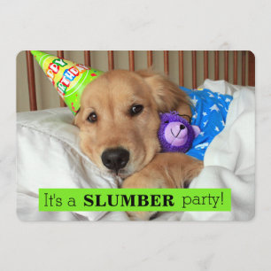 Golden Retriever Dog Sleepover Slumber Party Kaart