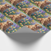 Golden Retriever Dog Spring Bloemen Schilderij Cadeaupapier (Hoek)