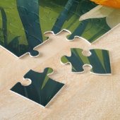 Golden Retriever Dog Spring Bloemen Schilderij Legpuzzel (Zijkant)