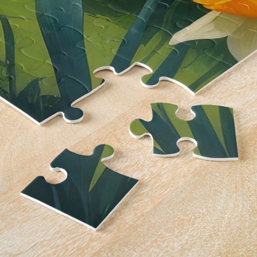 Golden Retriever Dog Spring Bloemen Schilderij Legpuzzel (Zijkant)