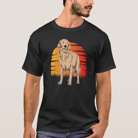 Golden Retriever Dog Sunset  9 T-shirt (Voorkant)