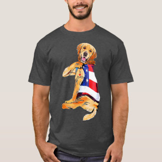 Golden Retriever Dog Tattoo I Love Dad T-shirt