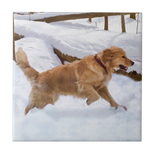 Golden Retriever Dog Tile Tegeltje (Voorkant)