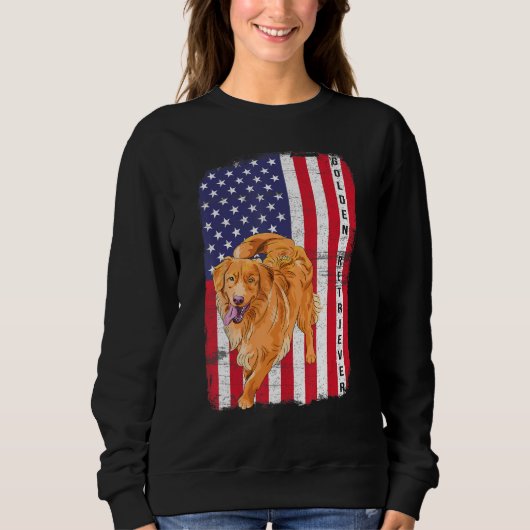 Golden Retriever Dog US Flag Happy July 4th Americ Trui (Voorkant)
