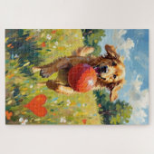 Golden Retriever Dog Valentine's Day Heart Shadow Legpuzzel (Horizontaal)
