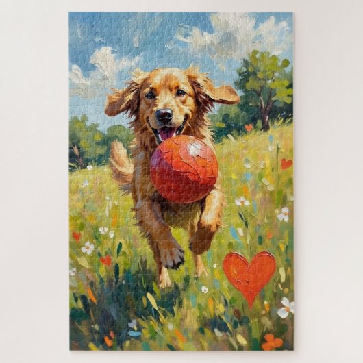 Golden Retriever Dog Valentine's Day Heart Shadow Legpuzzel (Verticaal)