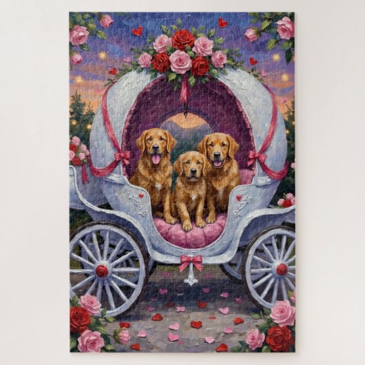 Golden Retriever Dog Valentine's Day Legpuzzel (Verticaal)