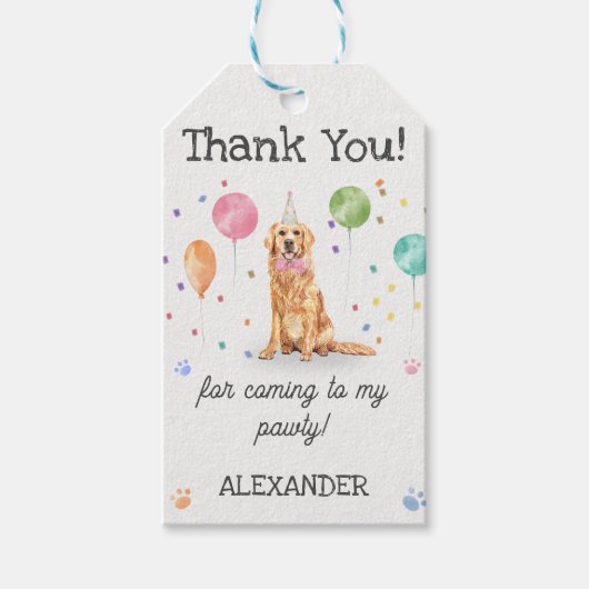 Golden Retriever Dog Verjaardag Bedankt Cadeau Lab Cadeaulabel (Voorkant)