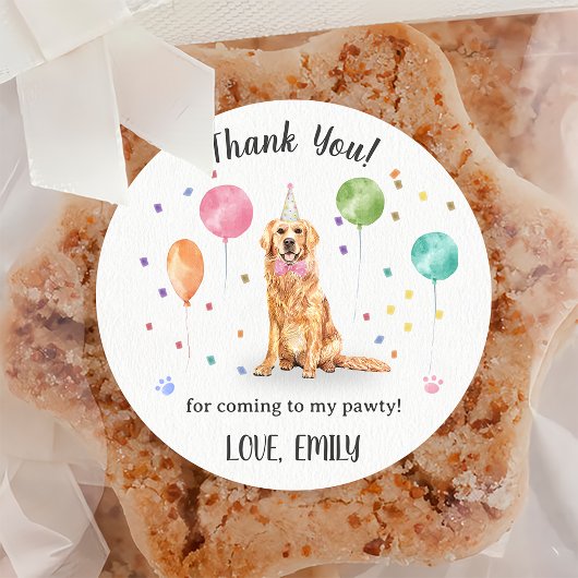 Golden Retriever Dog Verjaardag Dank u Ronde Sticker