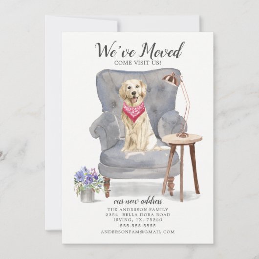 Golden Retriever Dog | Verplaatsingsaankondiging Aankondiging (Voorkant)