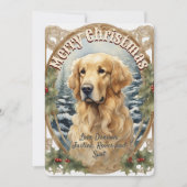Golden Retriever Dog Vintage Kerst Kaart (Voorkant)