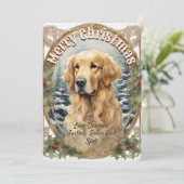Golden Retriever Dog Vintage Kerst Kaart (Staand voorkant)