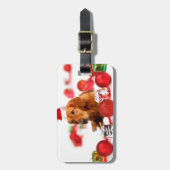 Golden Retriever Dog W Red Santa Hat Kerstmis Bagagelabel (Voorkant verticaal)