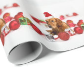 Golden Retriever Dog W Red Santa Hat Kerstmis Cadeaupapier (Rol Hoek)