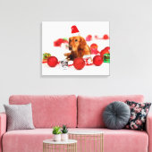 Golden Retriever Dog W Red Santa Hat Kerstmis Canvas Afdruk (Insitu (Woonkamer))