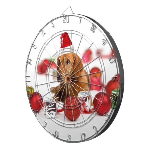 Golden Retriever Dog W Red Santa Hat Kerstmis Dartbord (Voorkant Rechts)