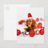 Golden Retriever Dog W Red Santa Hat Kerstmis Feestdagenkaart (Voorkant / Achterkant)